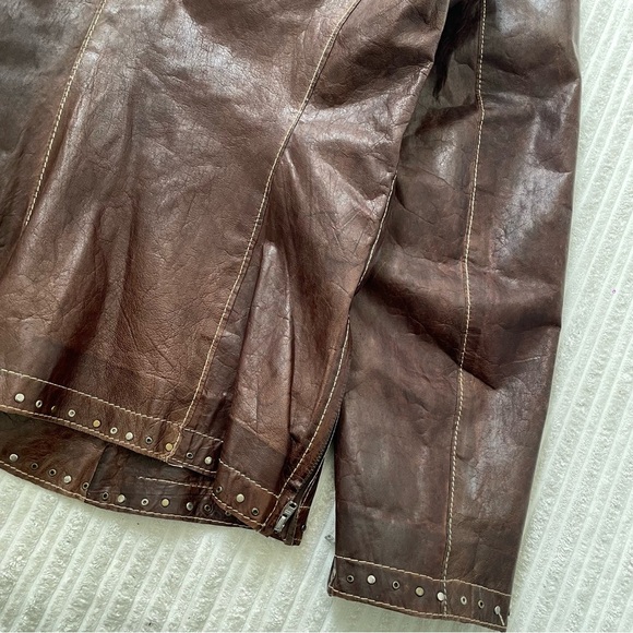 Vintage Scully Brown Leather Motorcycle Jacket with Studded Accents - Picture 10 of 12